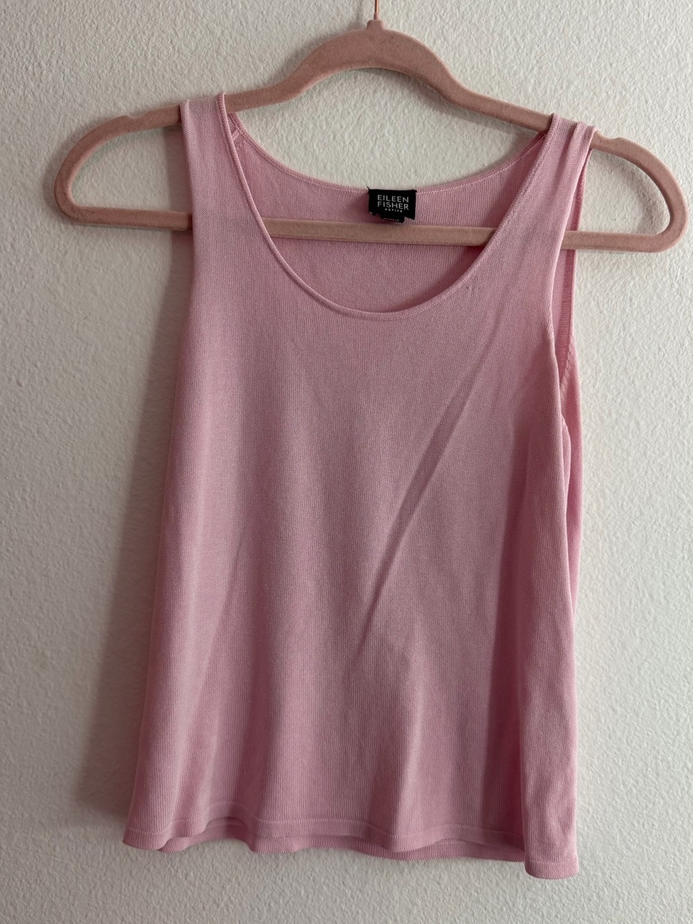 Eileen Fisher Petite Blush Pink Cotton Blend Scoop Neck Tank Top Size PP